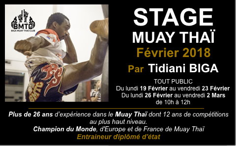 STAGE TECHNIQUE DE MUAY THAI AVEC TIDIANI BIGA. HIVER